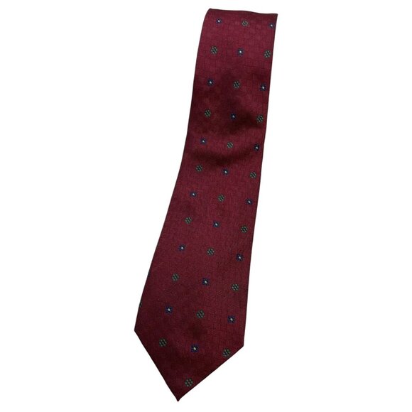 BURBERRYS Men's 100% Silk Necktie LUXURY Tie Burgundy Floral W:3.2" EUC - Picture 1 of 3